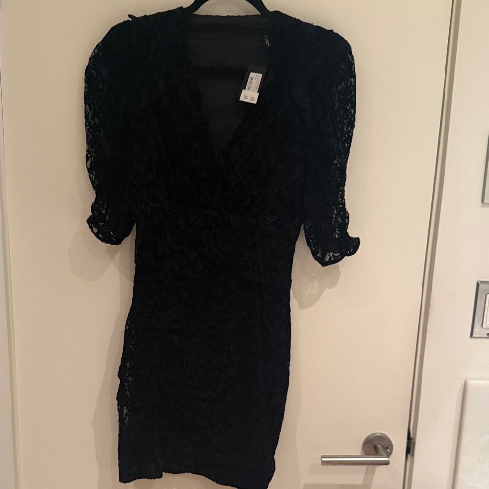 Maje Black Lace Long Sleeve Dress